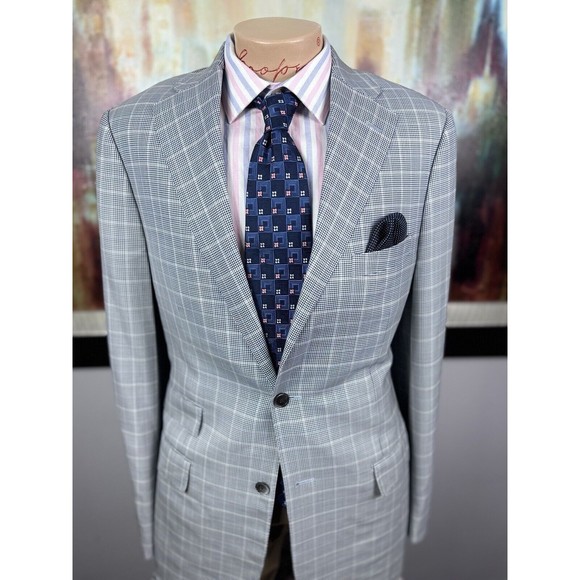 40L Corneliani Silk & Wool Houndstooth Check Sport Coat - Suit Jacket Blazer Men